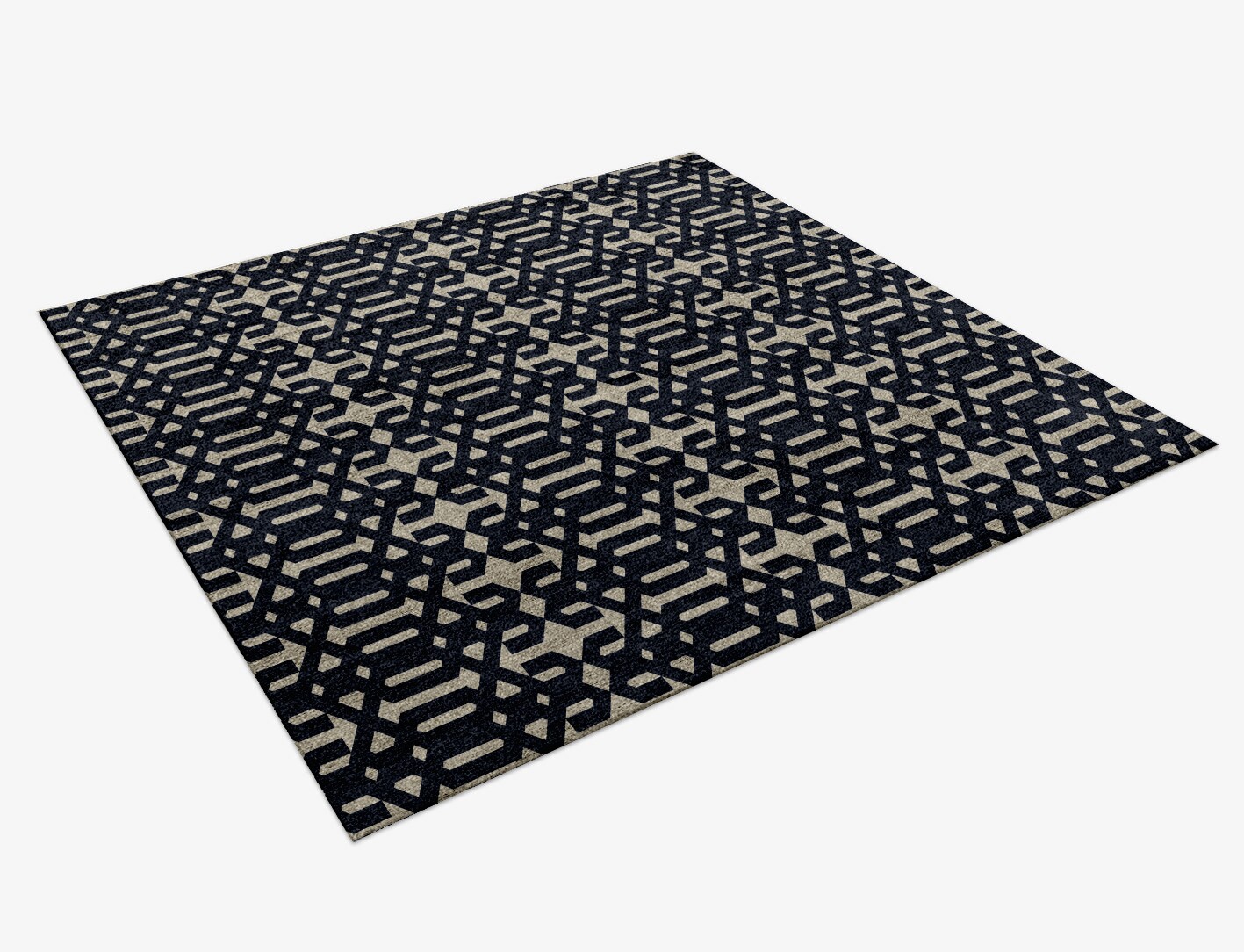 Ribbing Geometric Square Hand Knotted Bamboo Silk Custom Rug by Rug Artisan