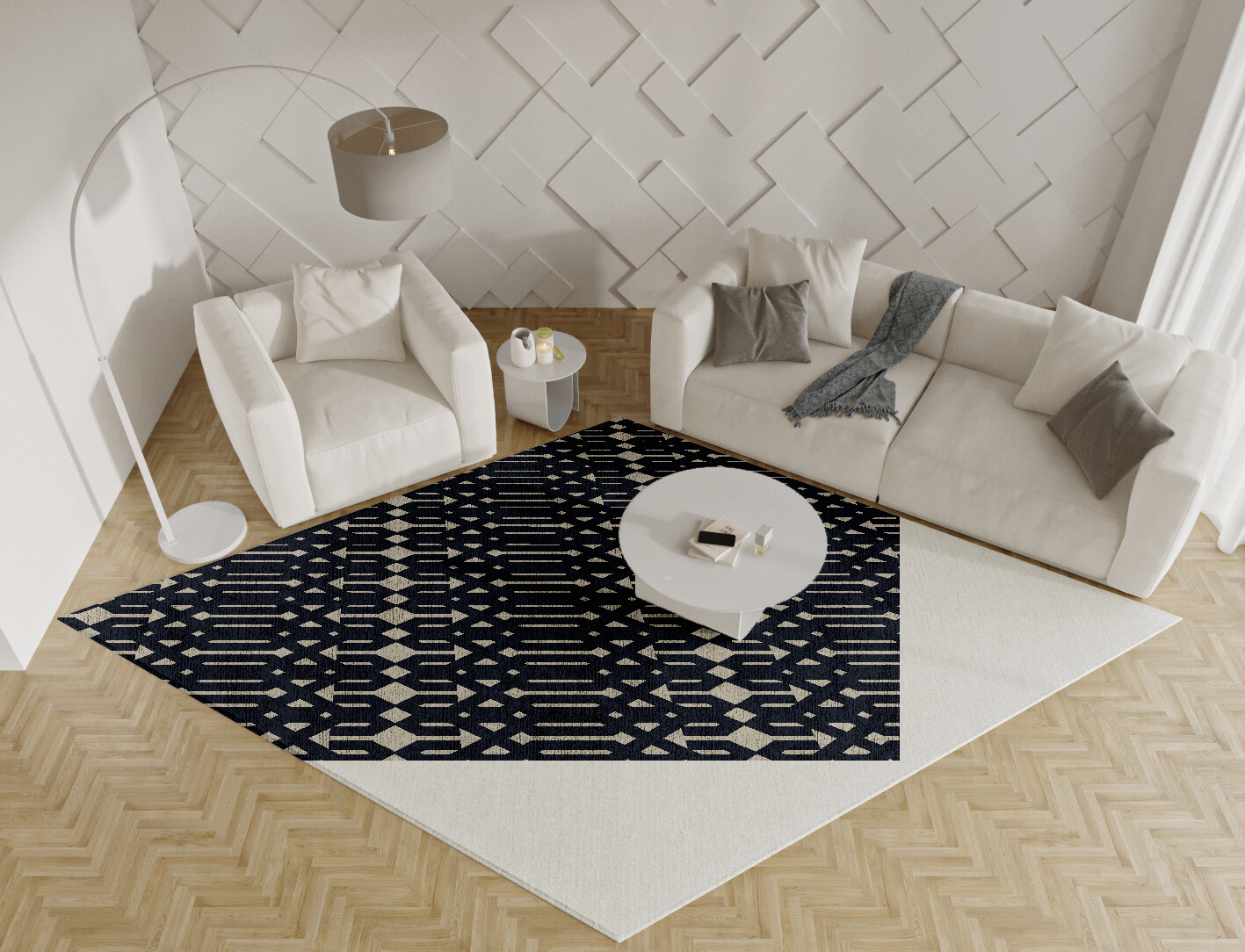 Ribbing Geometric Diamond Hand Tufted Bamboo Silk Custom Rug by Rug Artisan