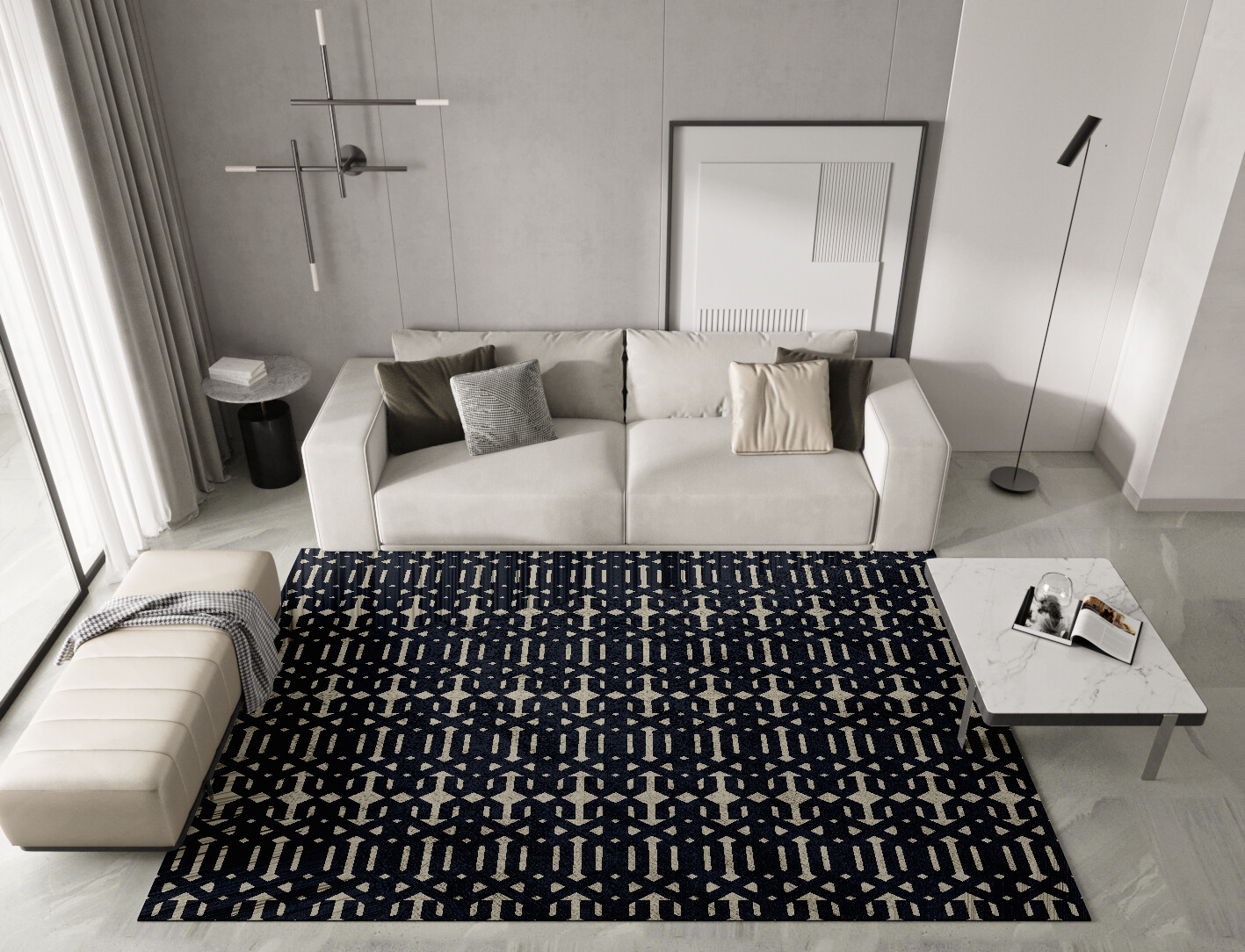 Ribbing Geometric Rectangle Hand Tufted Bamboo Silk Custom Rug by Rug Artisan