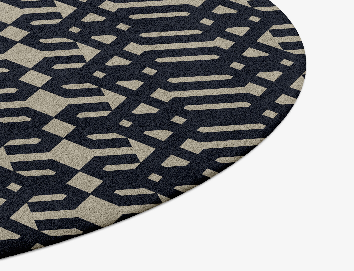 Ribbing Geometric Round Hand Tufted Pure Wool Custom Rug by Rug Artisan