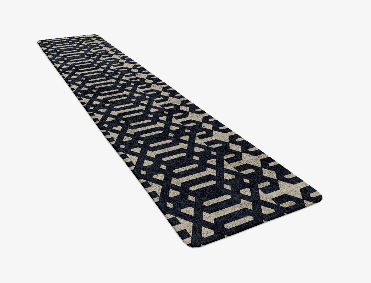 Ribbing Geometric Runner Hand Tufted Bamboo Silk Custom Rug by Rug Artisan