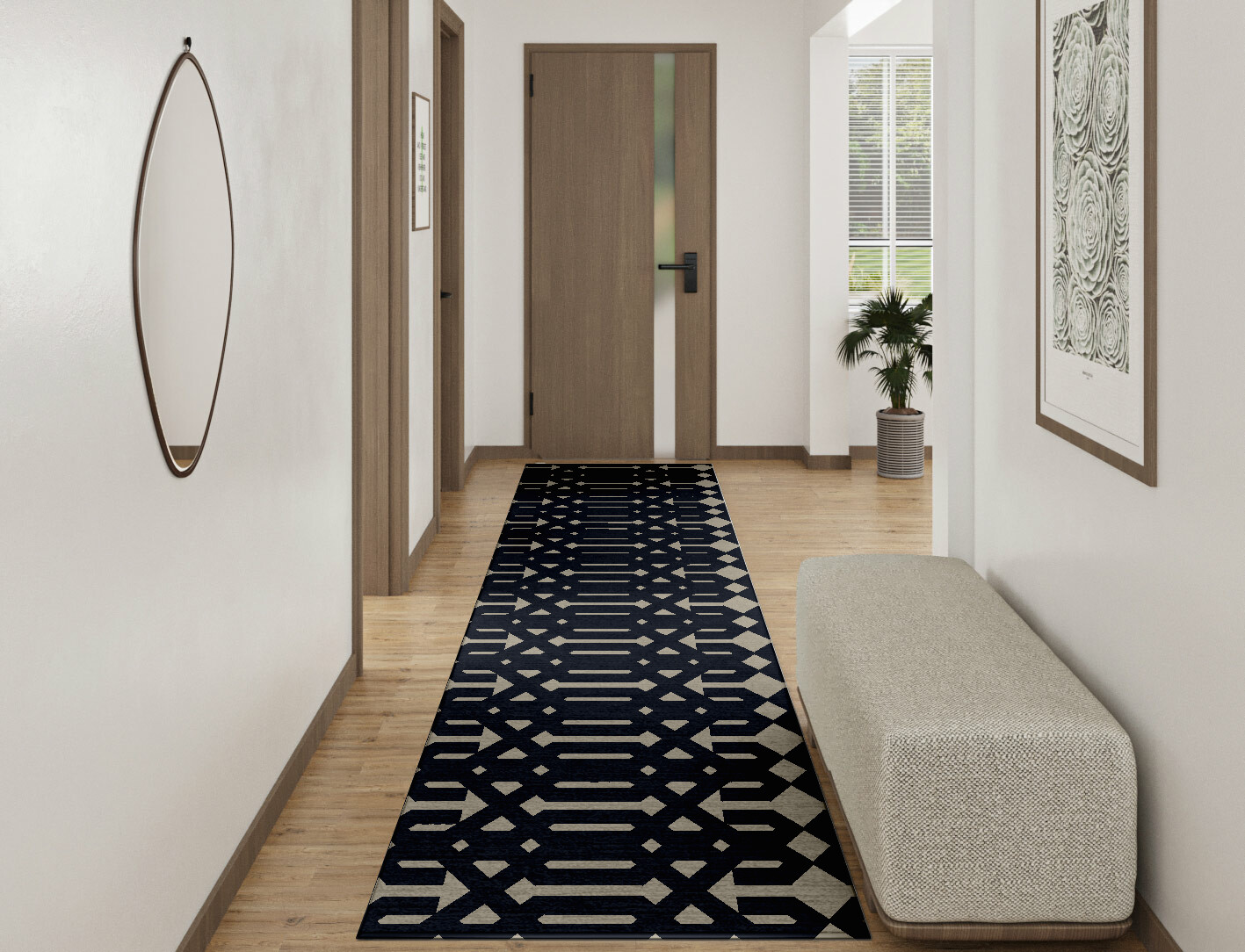 Ribbing Geometric Runner Hand Tufted Pure Wool Custom Rug by Rug Artisan