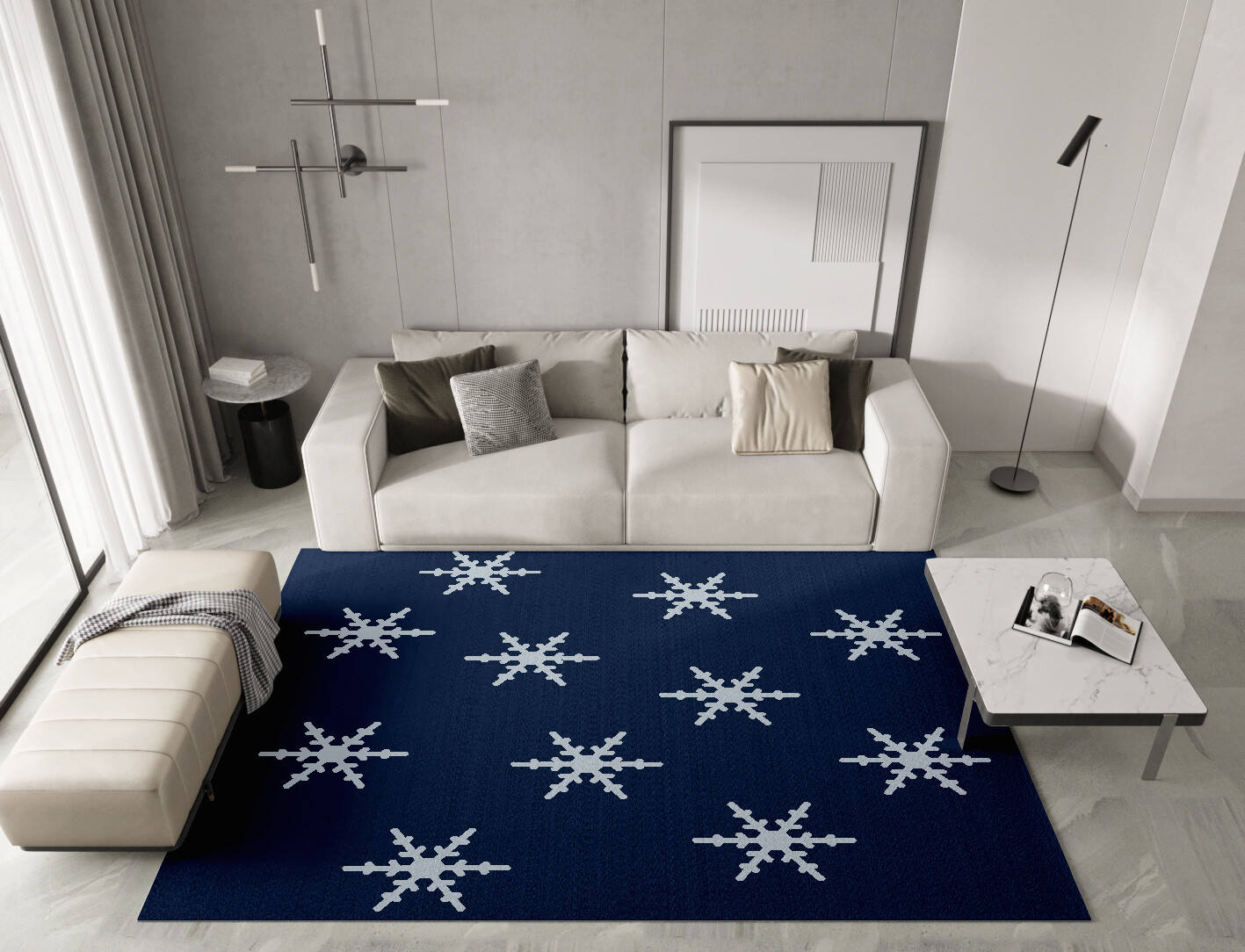 Rimed Geometric Rectangle Hand Knotted Tibetan Wool Custom Rug by Rug Artisan