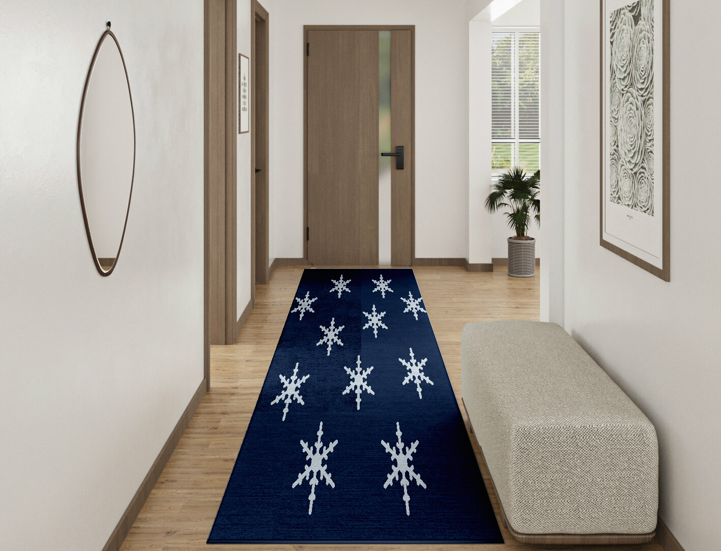 Rimed Geometric Runner Hand Knotted Bamboo Silk Custom Rug by Rug Artisan