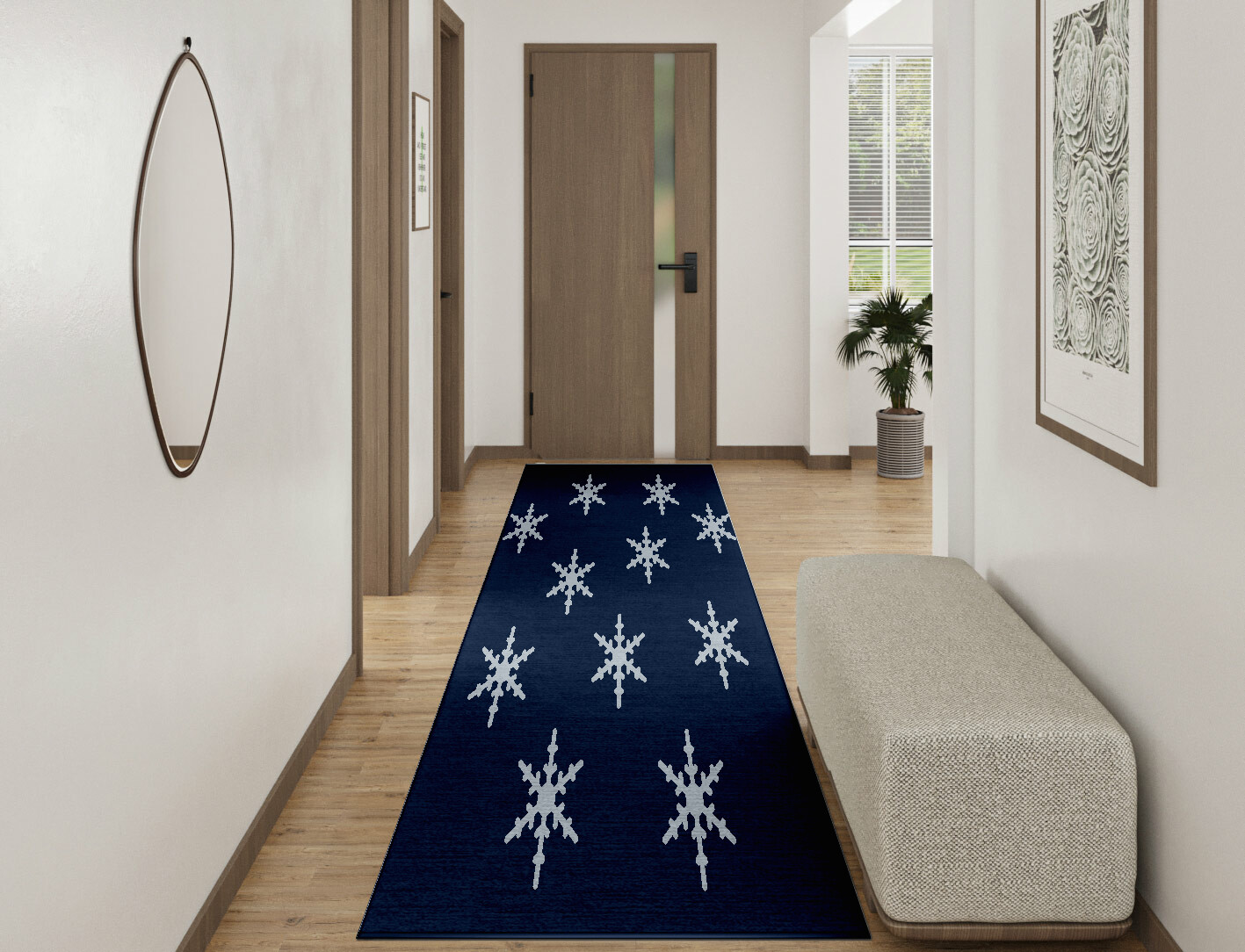 Rimed Geometric Runner Hand Knotted Tibetan Wool Custom Rug by Rug Artisan