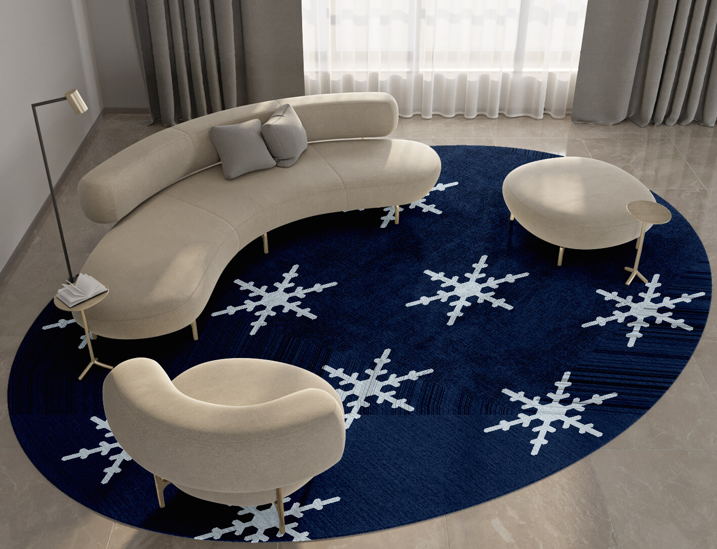 Rimed Geometric Oval Hand Tufted Bamboo Silk Custom Rug by Rug Artisan