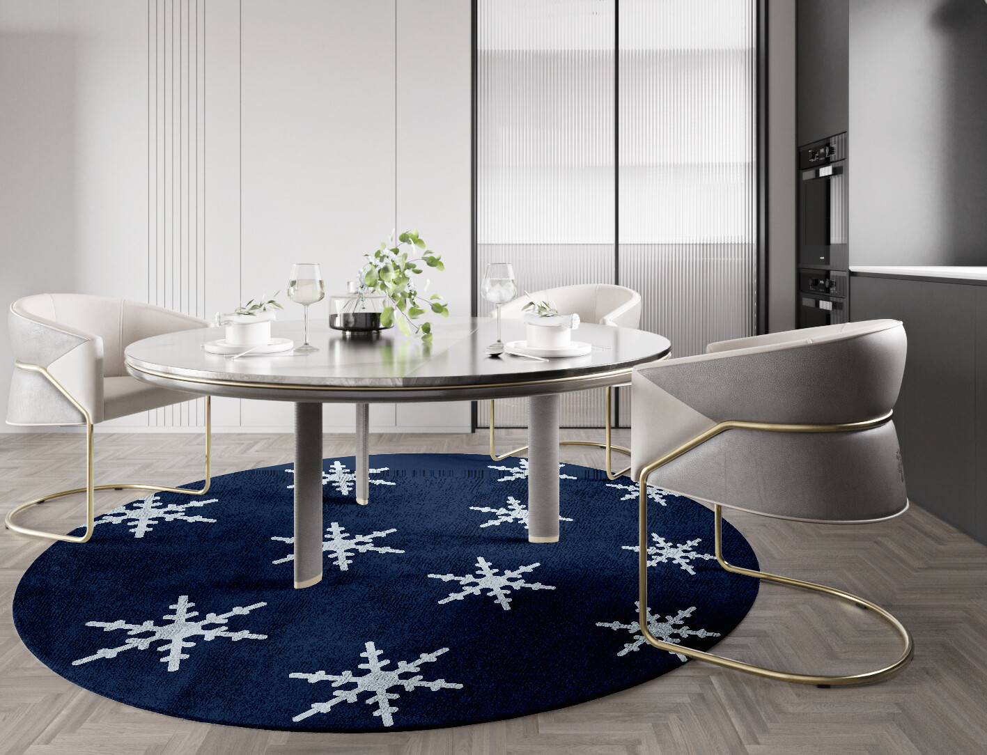 Rimed Geometric Round Hand Tufted Bamboo Silk Custom Rug by Rug Artisan