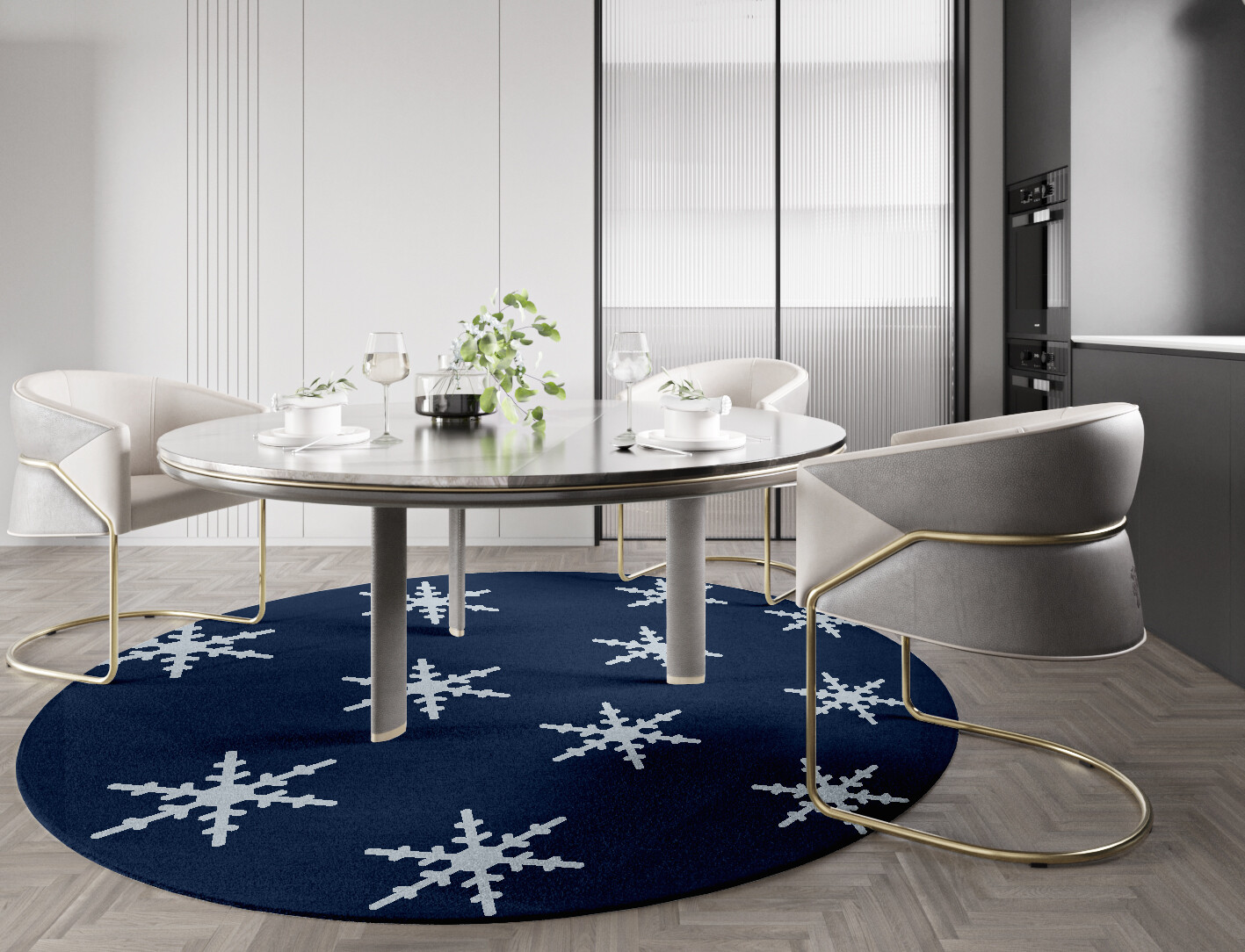 Rimed Geometric Round Hand Tufted Pure Wool Custom Rug by Rug Artisan