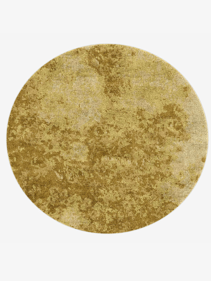 Rivulet Brush Strokes Round Hand Knotted Bamboo Silk Custom Rug by Rug Artisan