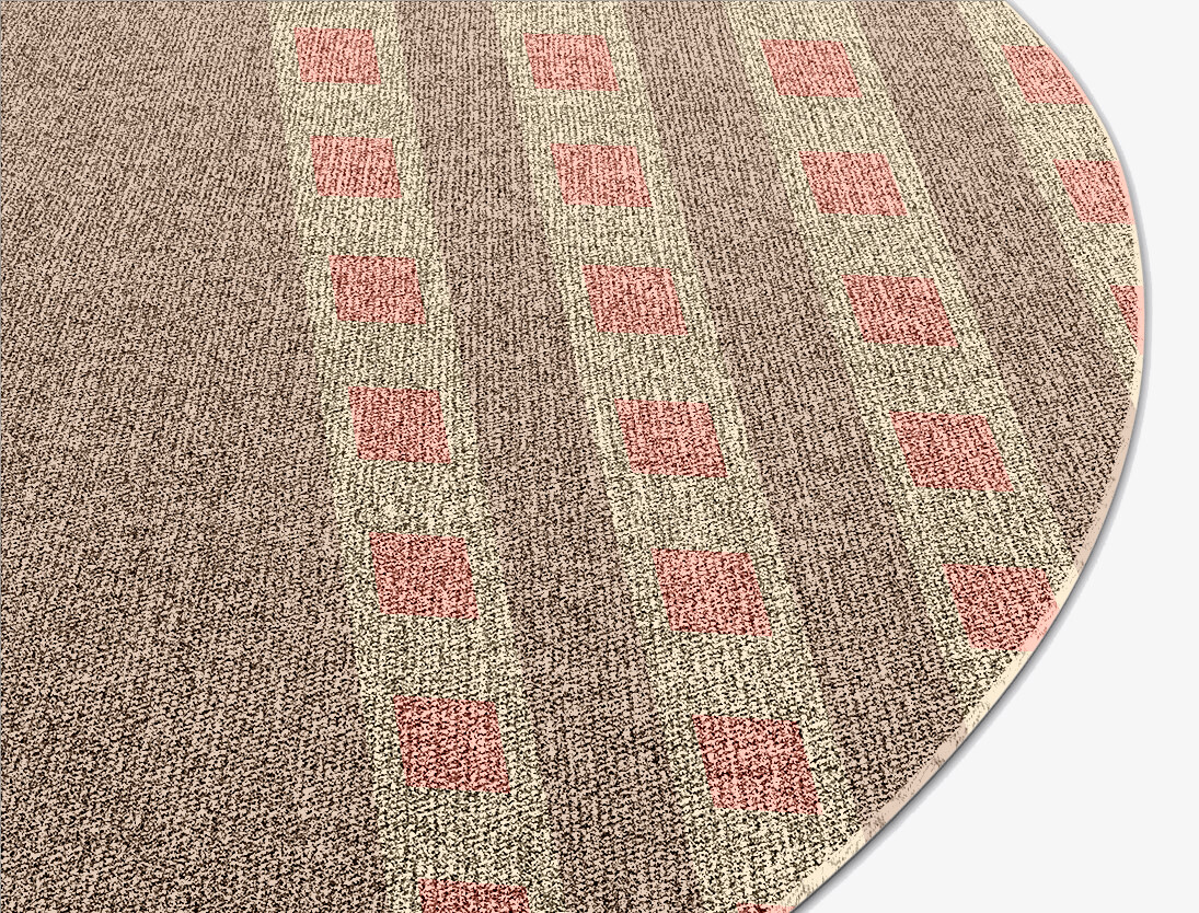Roadway Geometric Round Flatweave New Zealand Wool Custom Rug by Rug Artisan
