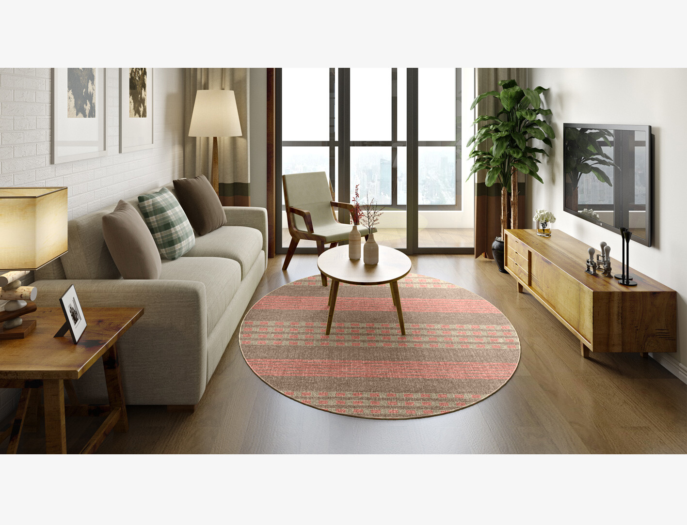 Roadway Geometric Oval Outdoor Recycled Yarn Custom Rug by Rug Artisan