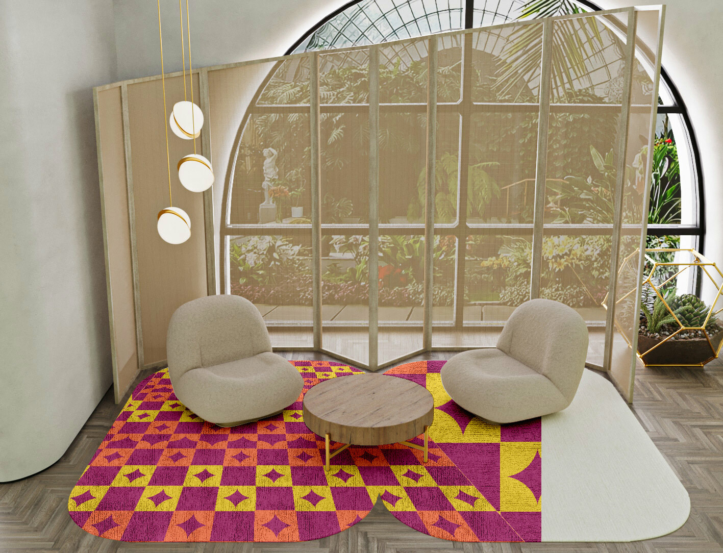 Robin Geometric Eight Hand Knotted Bamboo Silk Custom Rug by Rug Artisan