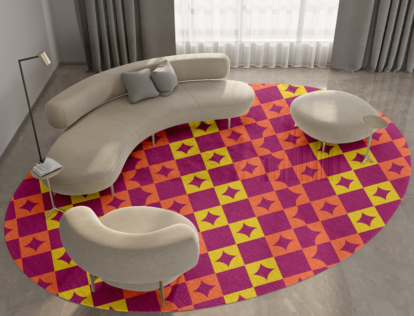 Robin Geometric Oval Hand Knotted Bamboo Silk Custom Rug by Rug Artisan