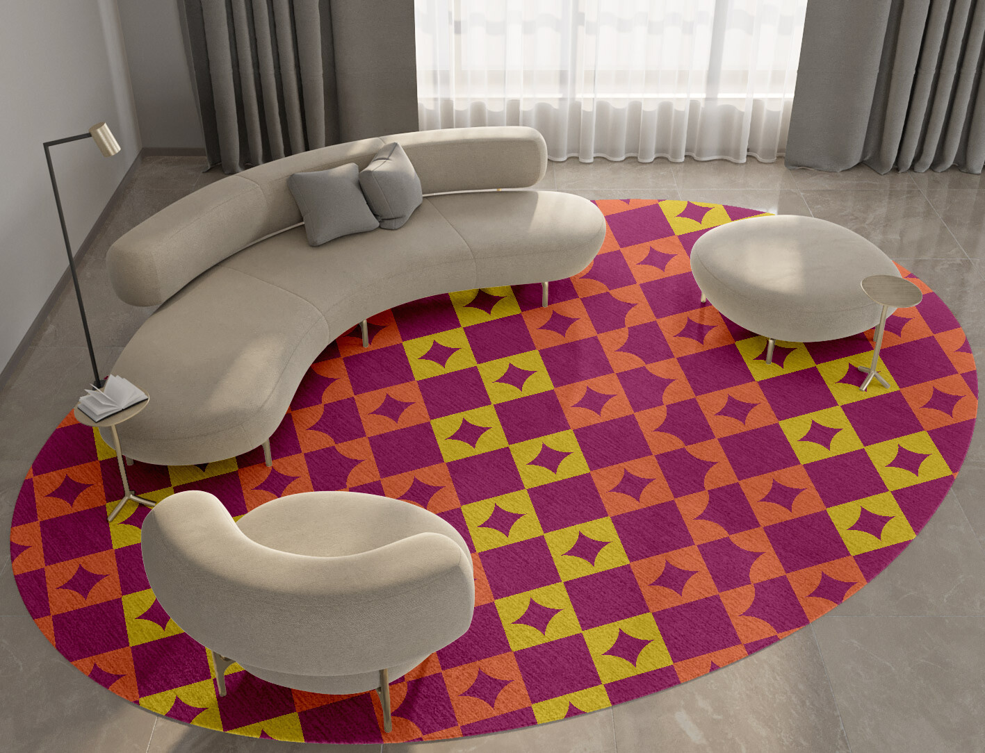 Robin Geometric Oval Hand Knotted Tibetan Wool Custom Rug by Rug Artisan
