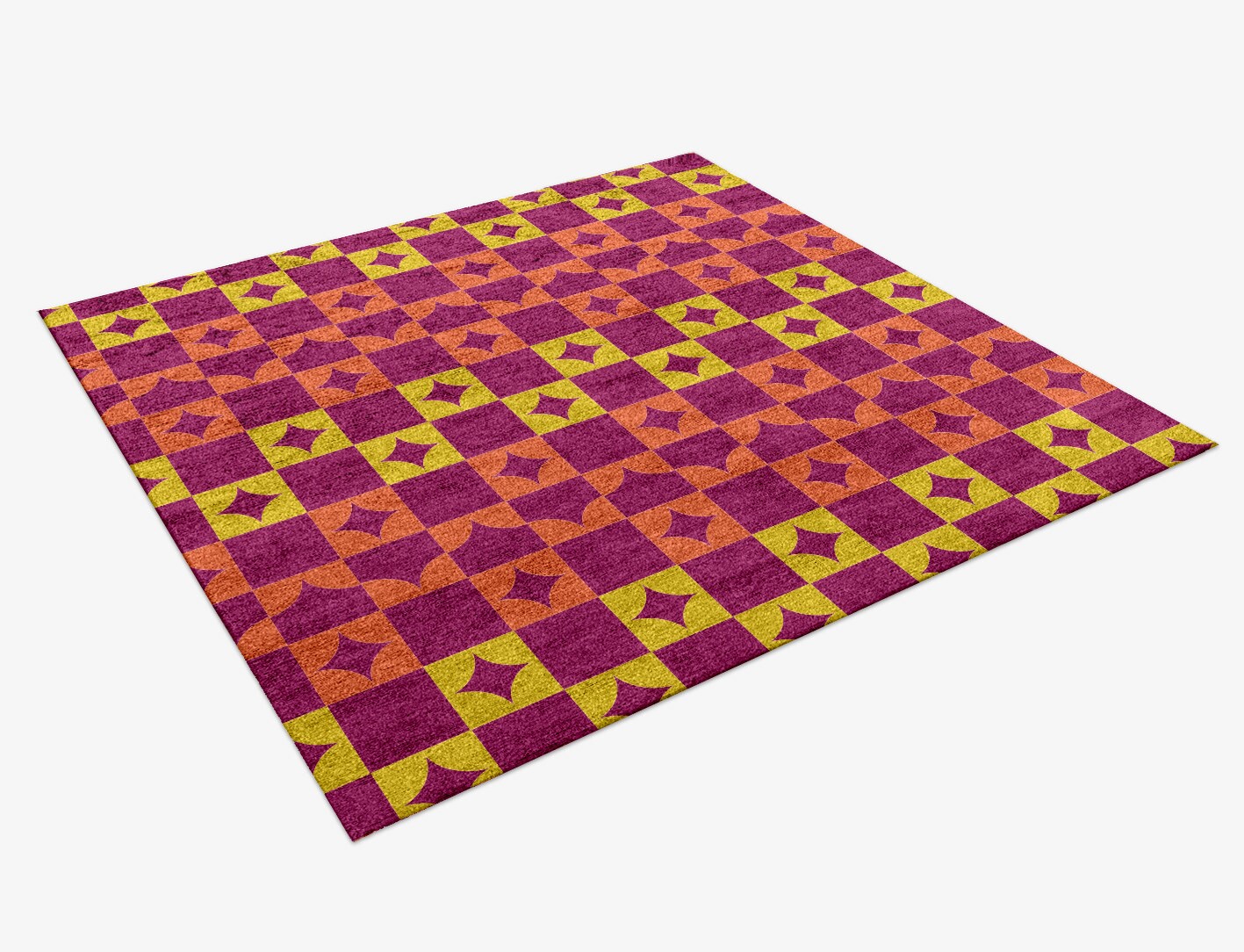 Robin Geometric Square Hand Knotted Bamboo Silk Custom Rug by Rug Artisan