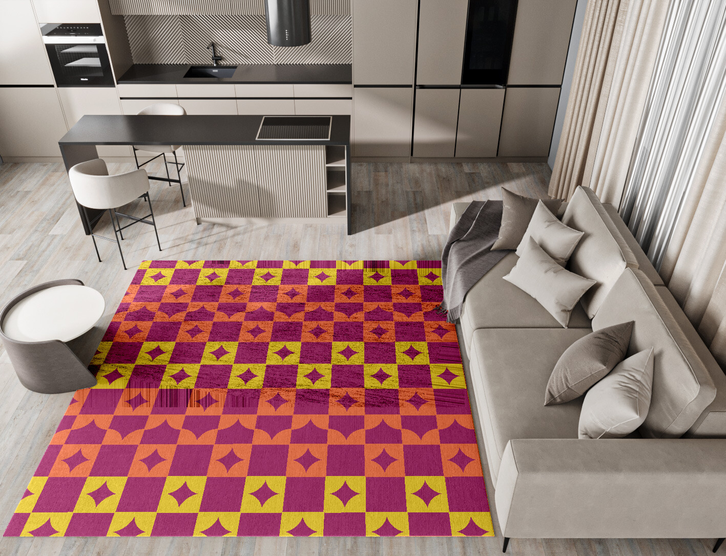 Robin Geometric Square Hand Knotted Bamboo Silk Custom Rug by Rug Artisan