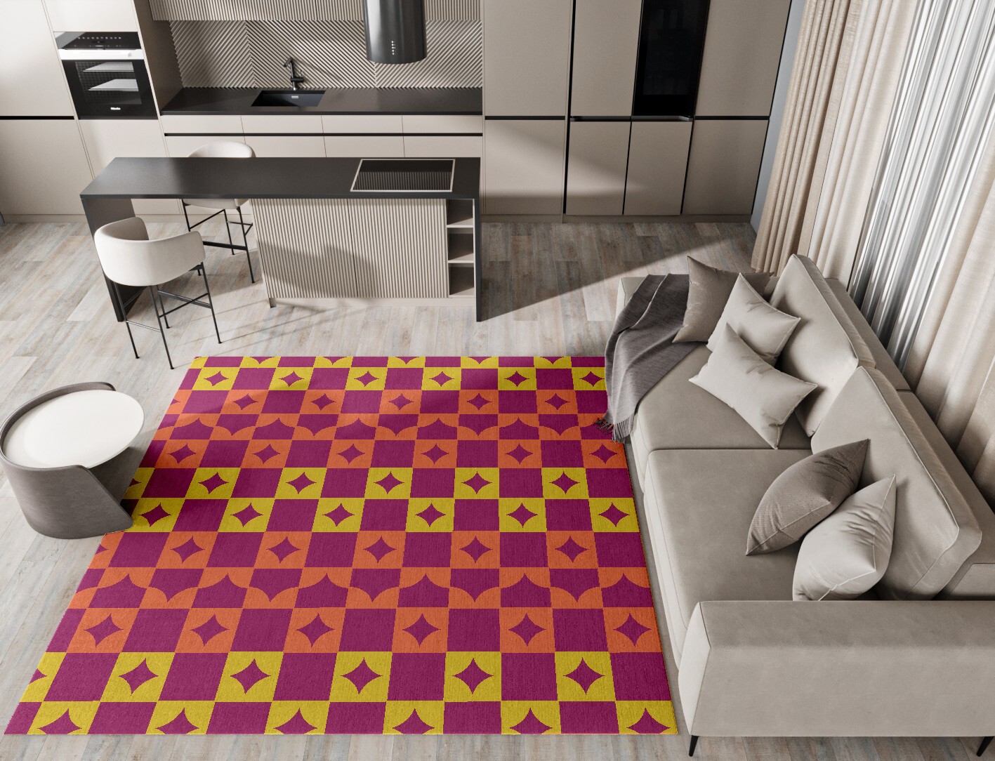 Robin Geometric Square Hand Knotted Tibetan Wool Custom Rug by Rug Artisan