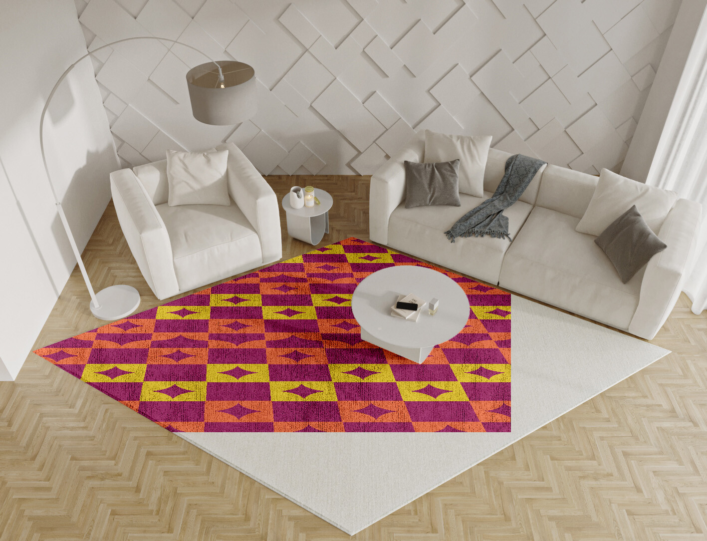 Robin Geometric Diamond Hand Tufted Bamboo Silk Custom Rug by Rug Artisan