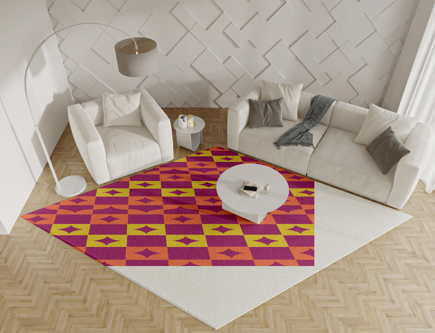 Robin Geometric Diamond Hand Tufted Pure Wool Custom Rug by Rug Artisan