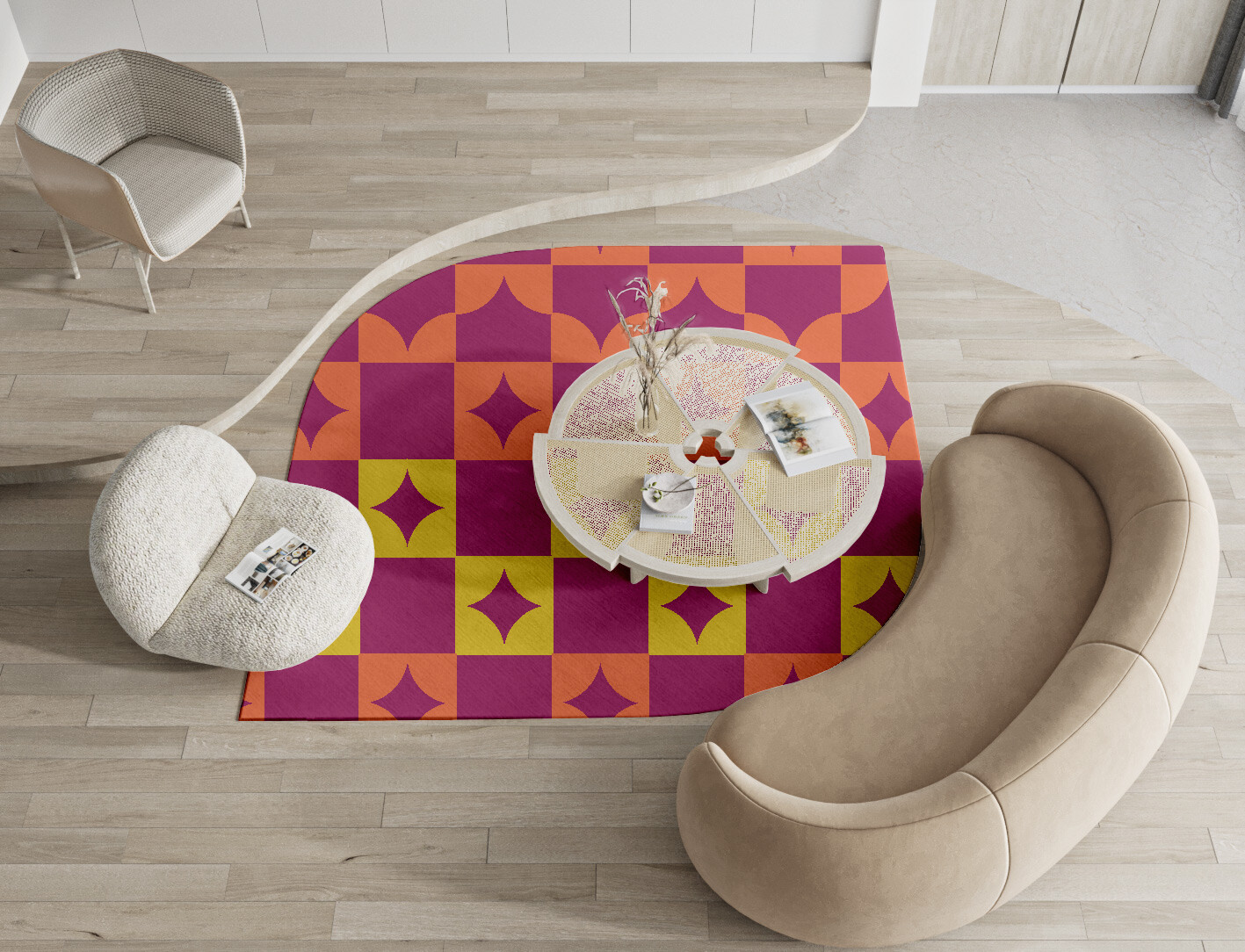 Robin Geometric Ogee Hand Tufted Pure Wool Custom Rug by Rug Artisan