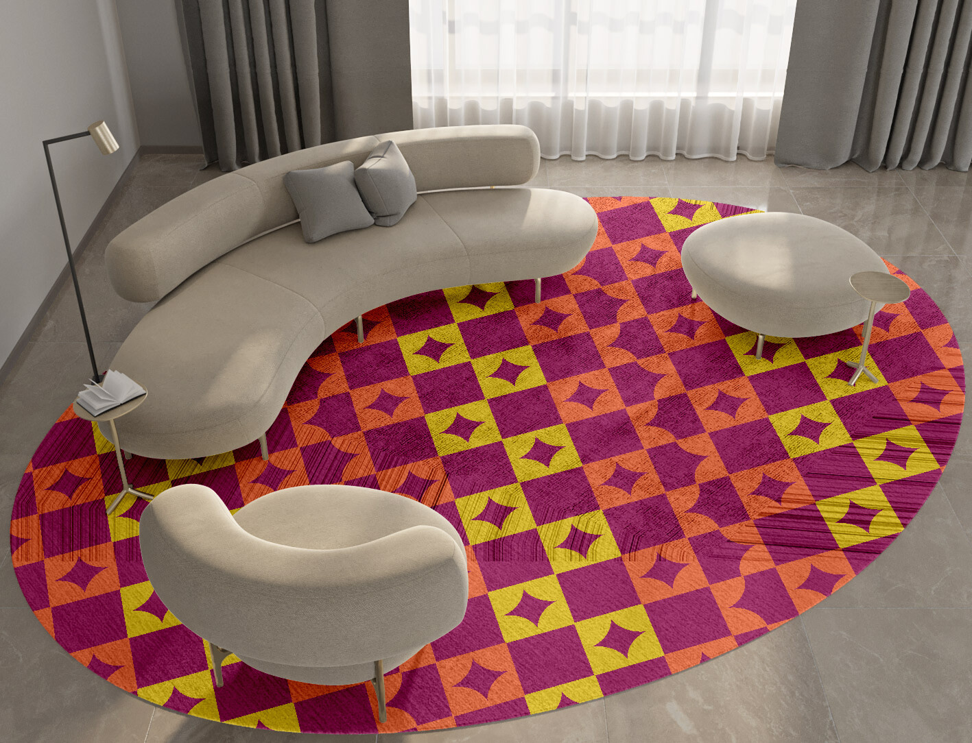 Robin Geometric Oval Hand Tufted Bamboo Silk Custom Rug by Rug Artisan