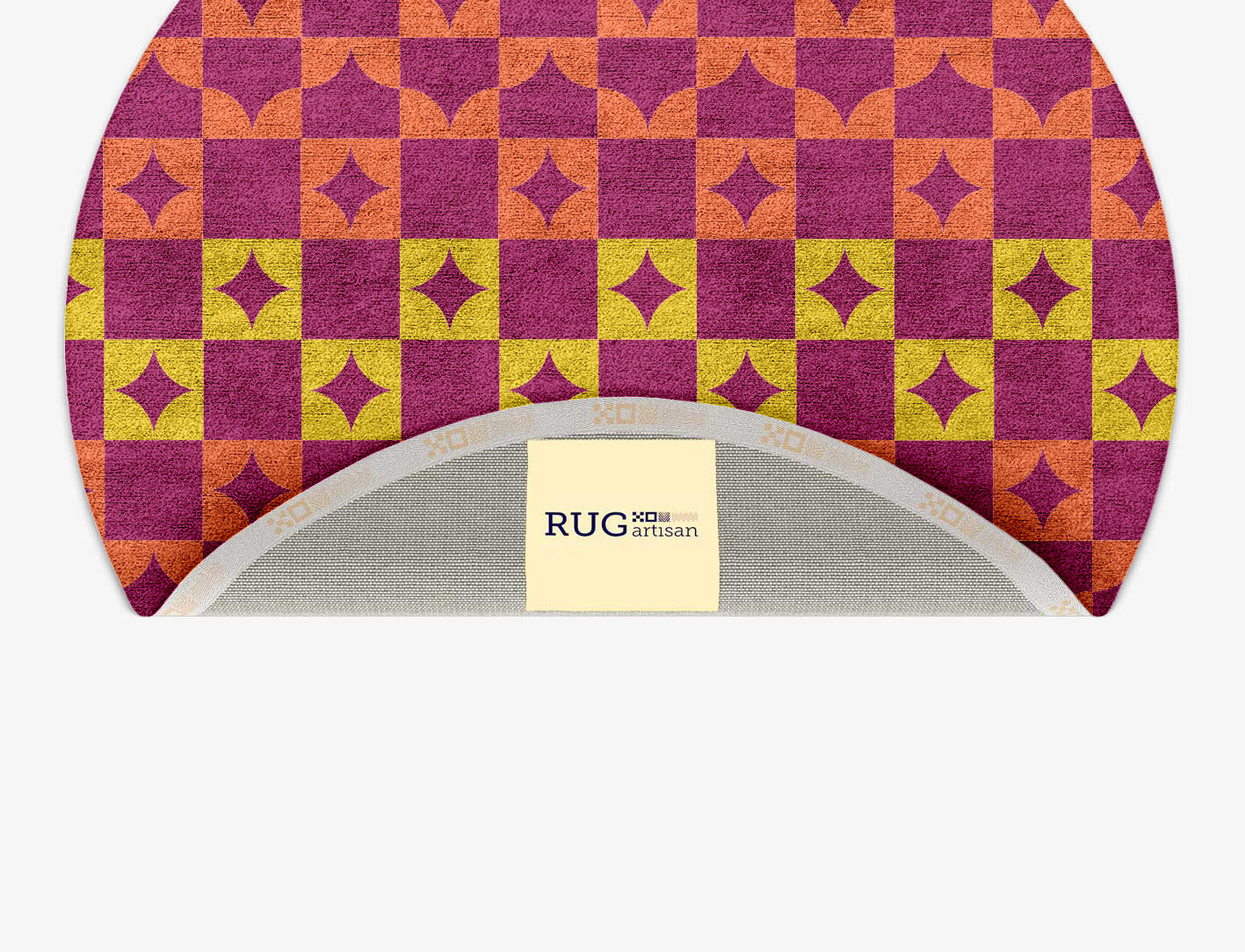 Robin Geometric Round Hand Tufted Bamboo Silk Custom Rug by Rug Artisan