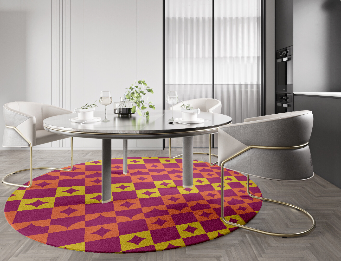 Robin Geometric Round Hand Tufted Pure Wool Custom Rug by Rug Artisan