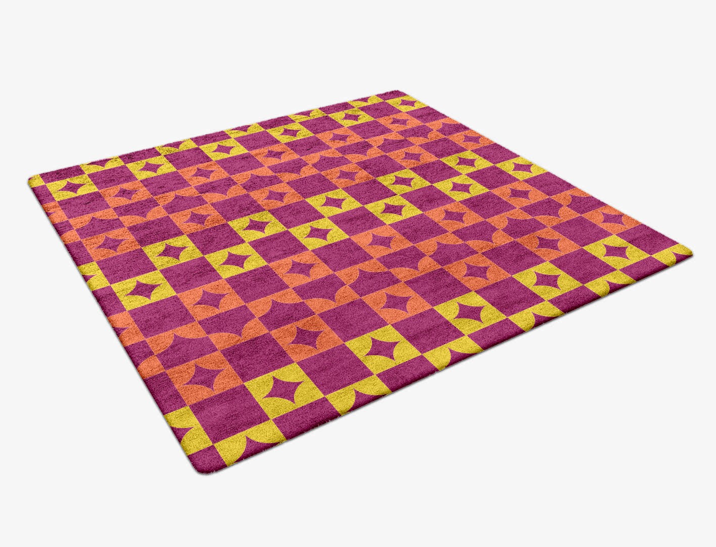 Robin Geometric Square Hand Tufted Bamboo Silk Custom Rug by Rug Artisan