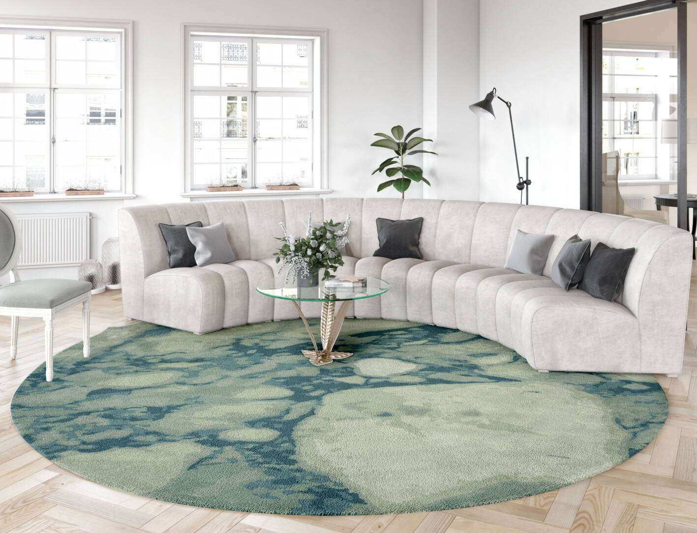 Rockbed Surface Art Round Hand Tufted Pure Wool Custom Rug by Rug Artisan