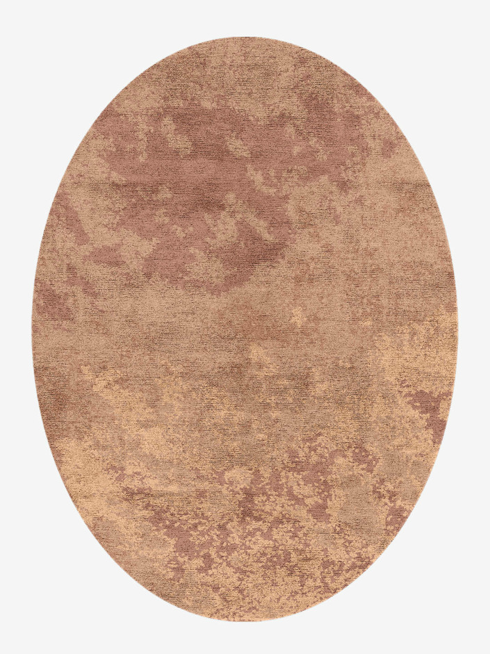 Rockweed Brush Strokes Oval Hand Knotted Bamboo Silk Custom Rug by Rug Artisan