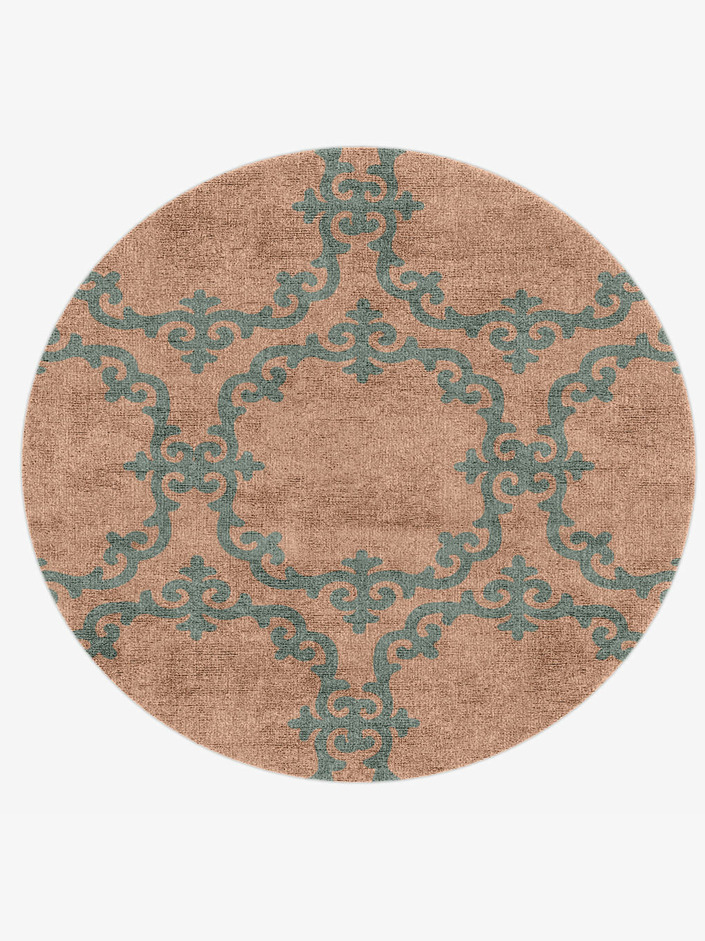Rococo Blue Royal Round Hand Knotted Bamboo Silk Custom Rug by Rug Artisan