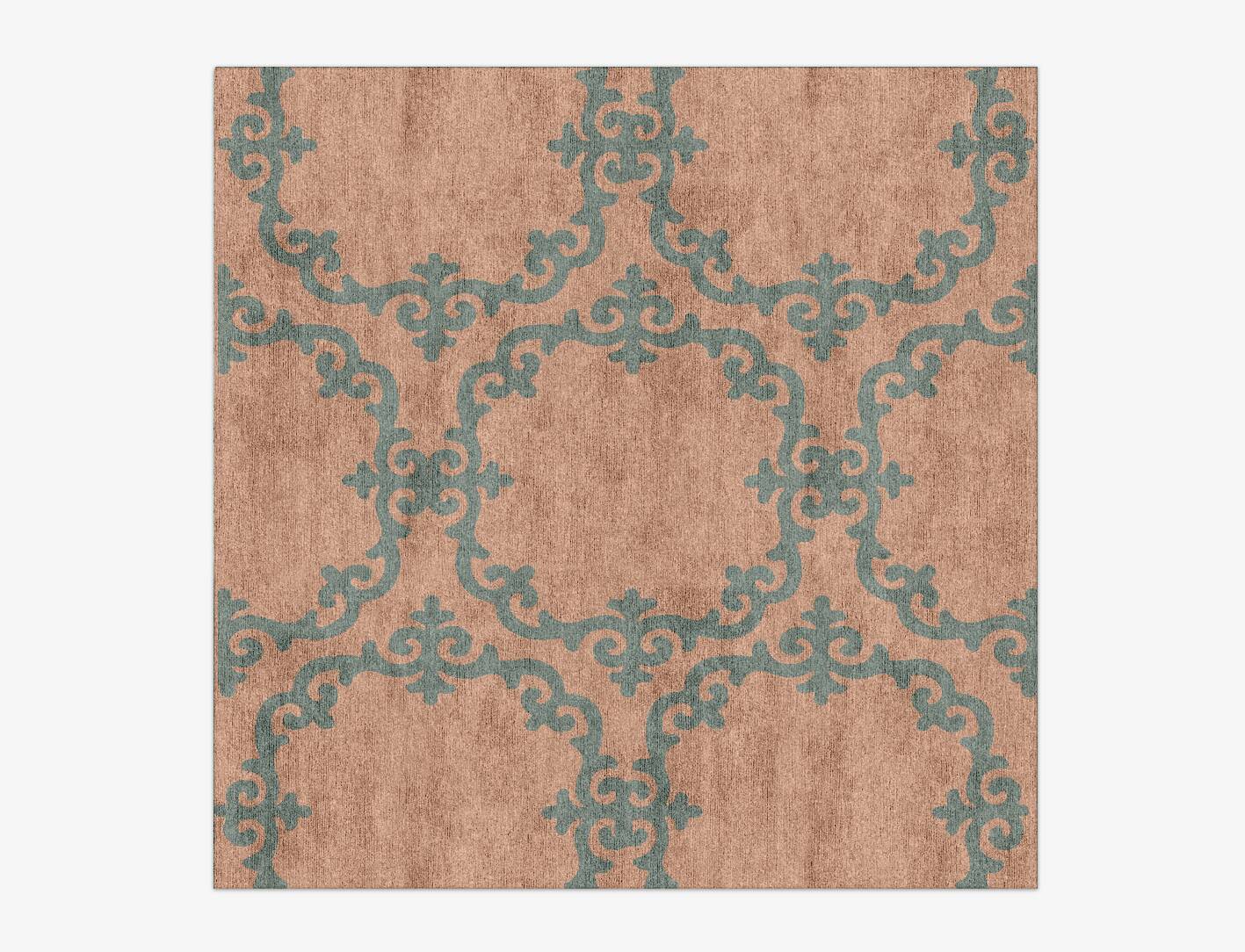 Rococo Blue Royal Square Hand Knotted Bamboo Silk Custom Rug by Rug Artisan