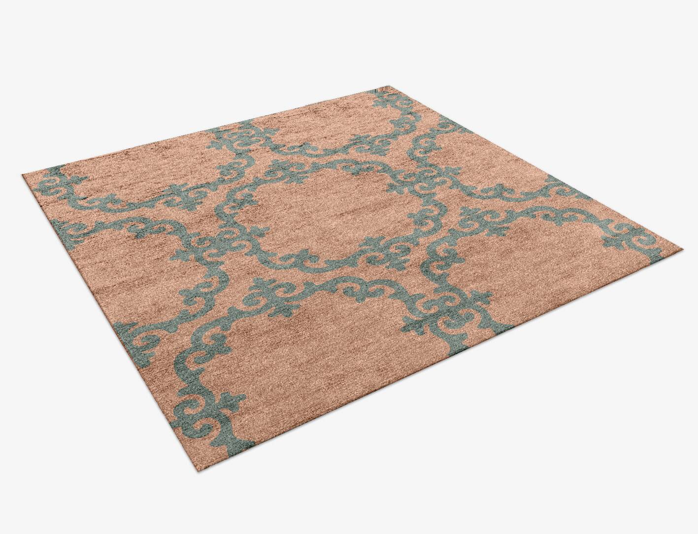 Rococo Blue Royal Square Hand Knotted Bamboo Silk Custom Rug by Rug Artisan