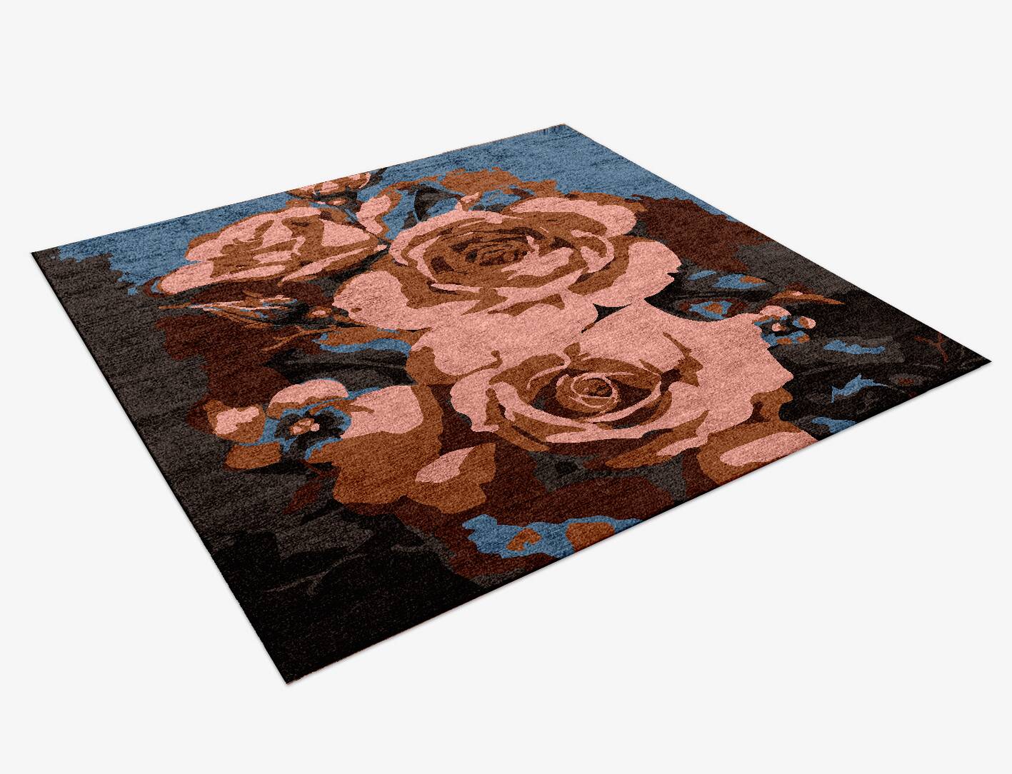 Rosabel Floral Square Hand Knotted Bamboo Silk Custom Rug by Rug Artisan