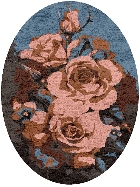 Rosabel Floral Oval Hand Tufted Bamboo Silk Custom Rug by Rug Artisan
