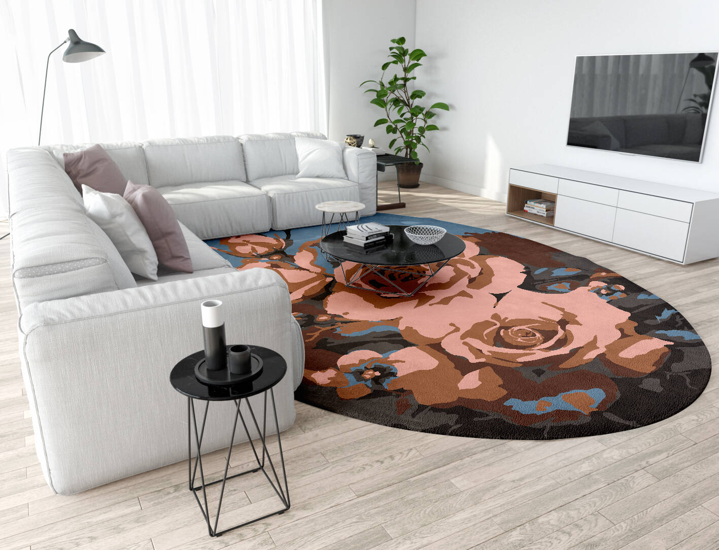 Rosabel Floral Oval Hand Tufted Pure Wool Custom Rug by Rug Artisan