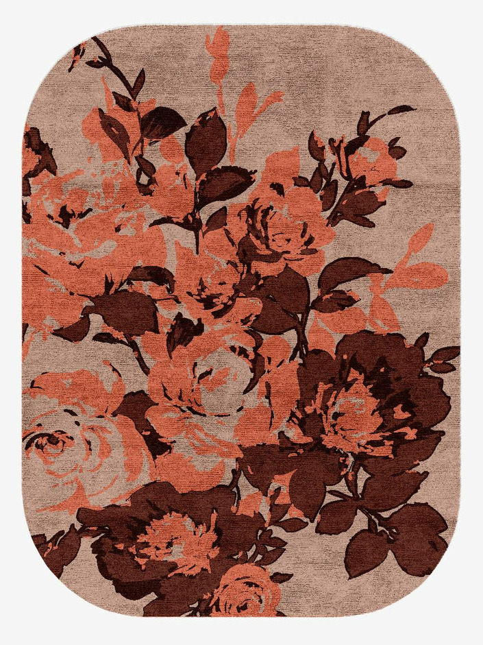 Rosarium Floral Oblong Hand Knotted Bamboo Silk Custom Rug by Rug Artisan