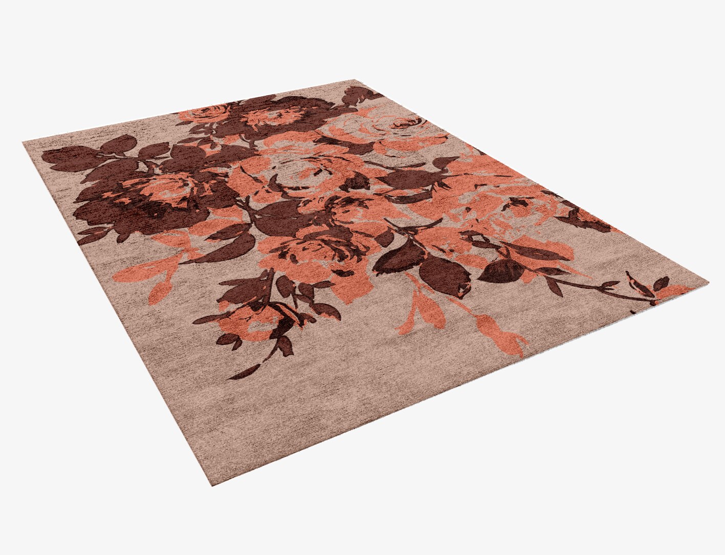Rosarium Floral Rectangle Hand Knotted Bamboo Silk Custom Rug by Rug Artisan
