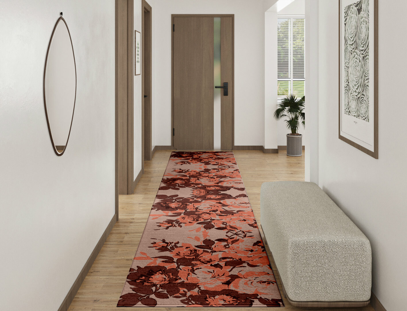 Rosarium Floral Runner Hand Knotted Tibetan Wool Custom Rug by Rug Artisan