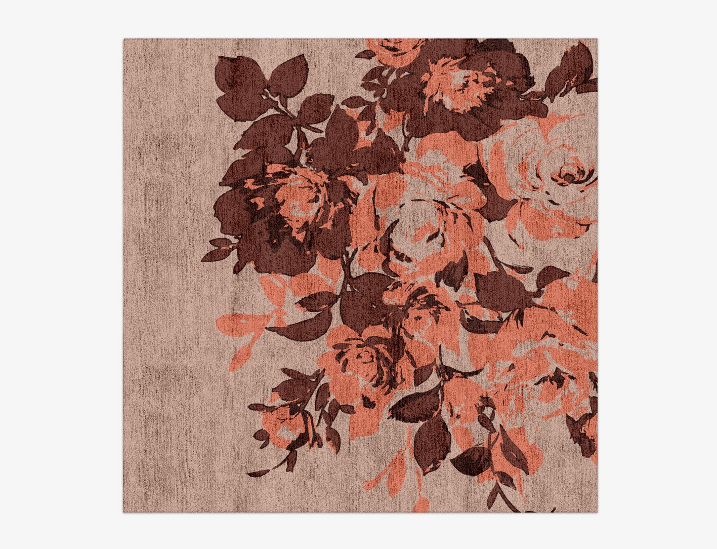 Rosarium Floral Square Hand Knotted Bamboo Silk Custom Rug by Rug Artisan