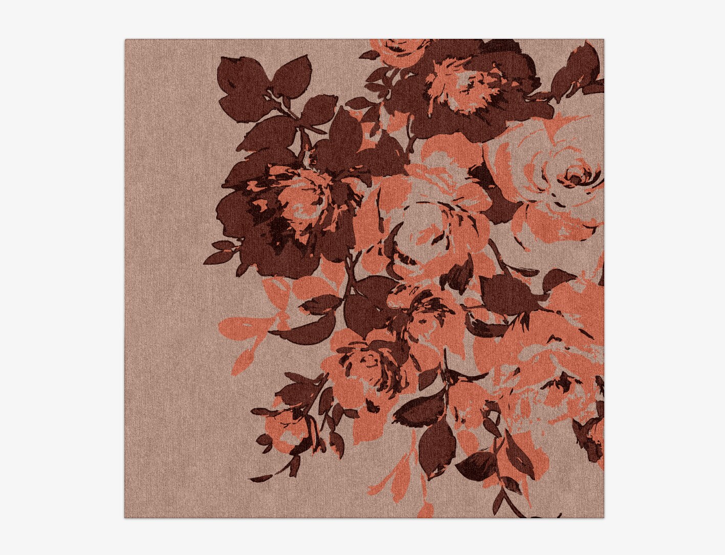 Rosarium Floral Square Hand Knotted Tibetan Wool Custom Rug by Rug Artisan