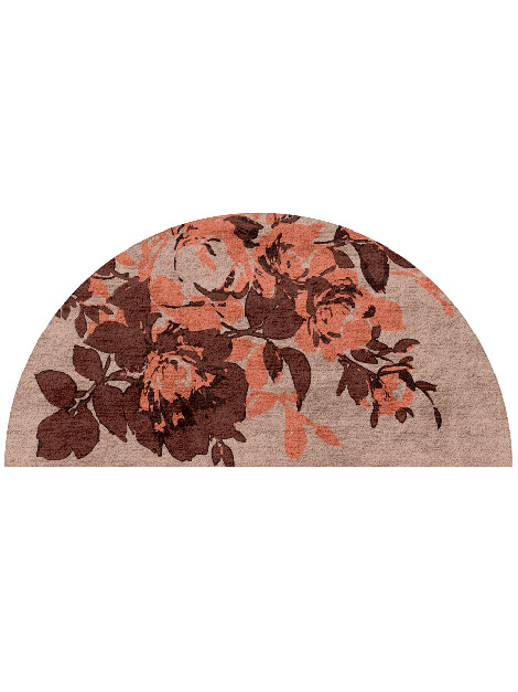 Rosarium Floral Halfmoon Hand Tufted Bamboo Silk Custom Rug by Rug Artisan