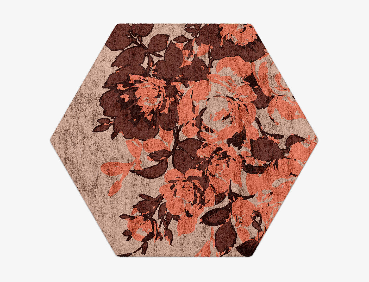 Rosarium Floral Hexagon Hand Tufted Bamboo Silk Custom Rug by Rug Artisan