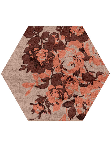 Rosarium Floral Hexagon Hand Tufted Bamboo Silk Custom Rug by Rug Artisan