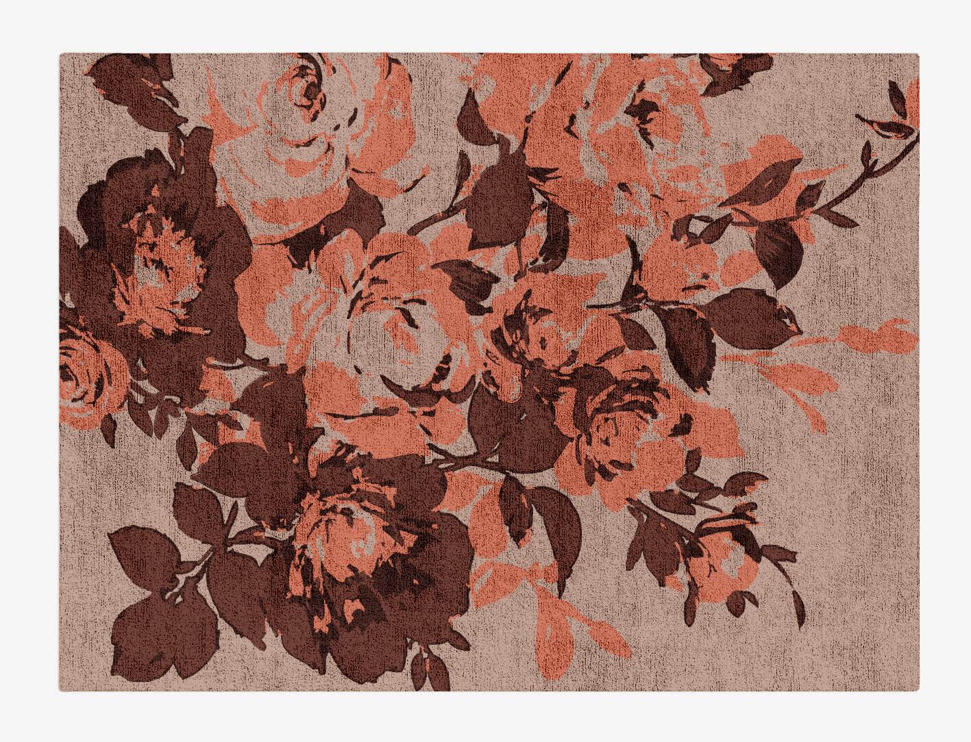 Rosarium Floral Rectangle Hand Tufted Bamboo Silk Custom Rug by Rug Artisan