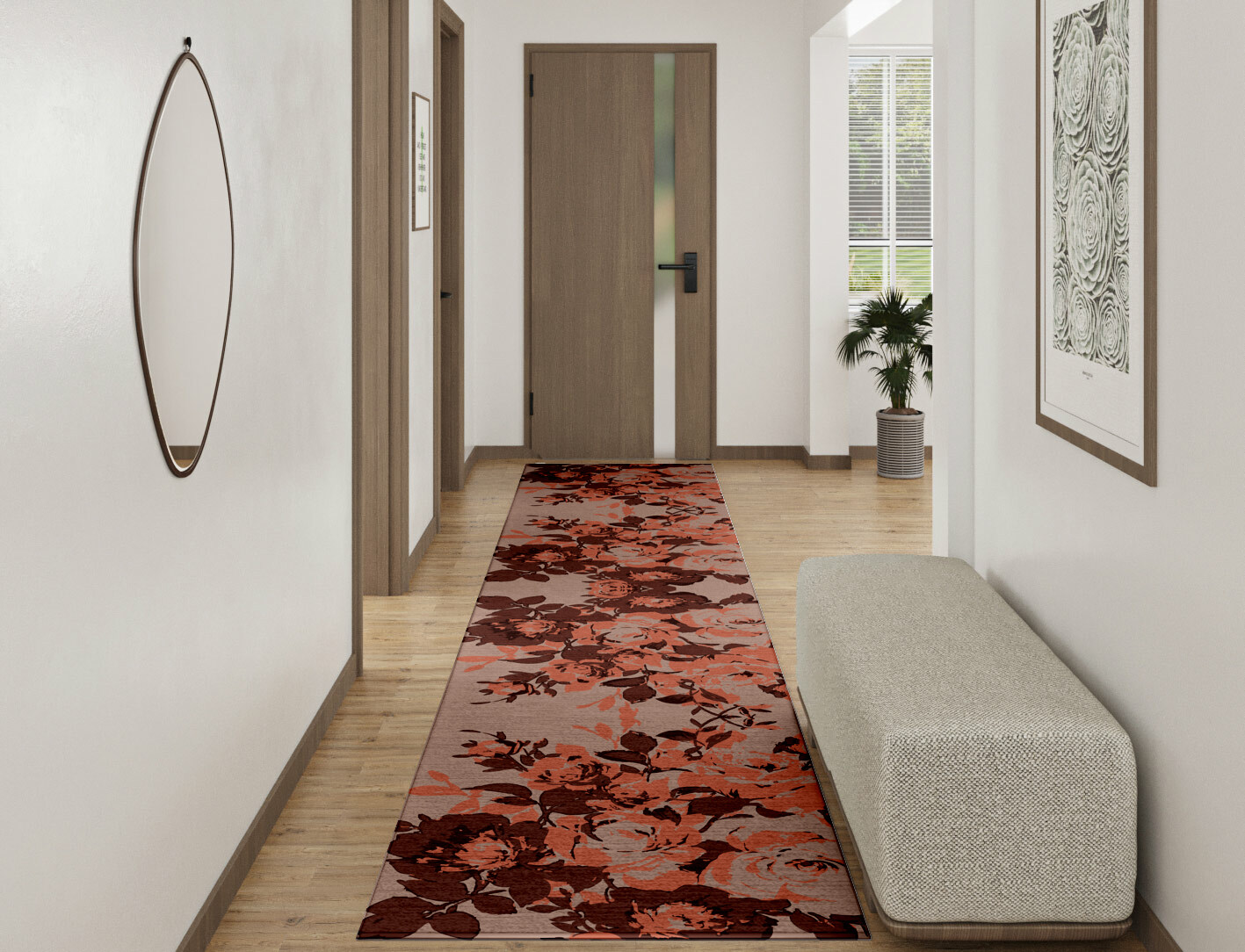 Rosarium Floral Runner Hand Tufted Pure Wool Custom Rug by Rug Artisan