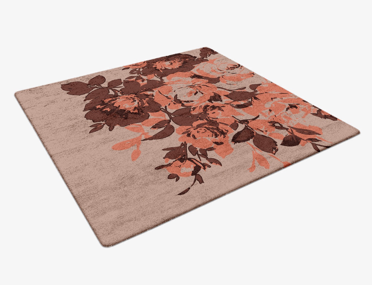 Rosarium Floral Square Hand Tufted Bamboo Silk Custom Rug by Rug Artisan