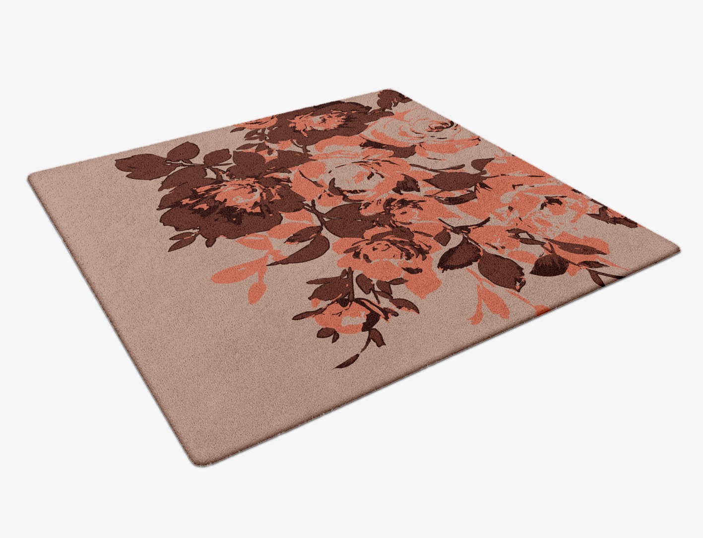 Rosarium Floral Square Hand Tufted Pure Wool Custom Rug by Rug Artisan