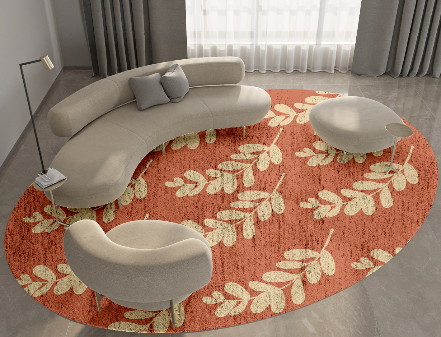 Rosemary Floral Oval Hand Knotted Bamboo Silk Custom Rug by Rug Artisan