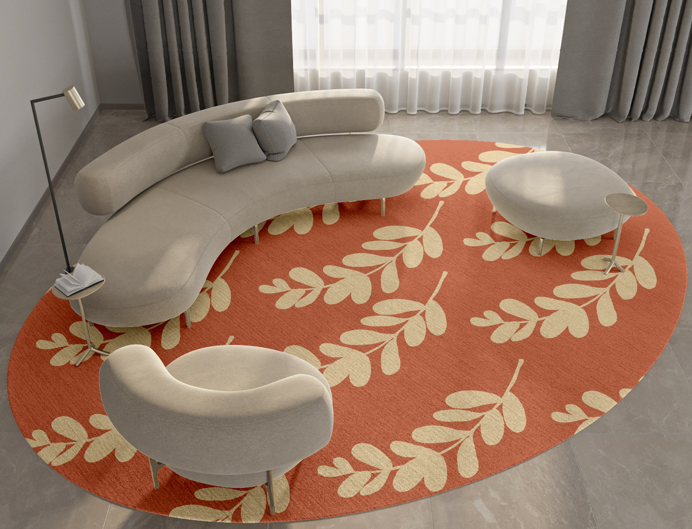 Rosemary Floral Oval Hand Knotted Tibetan Wool Custom Rug by Rug Artisan